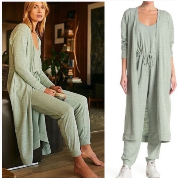 FREE PEOPLE Beach Bicoastal Seaglass Green Comfy Duster size small - Picture 1 of 6